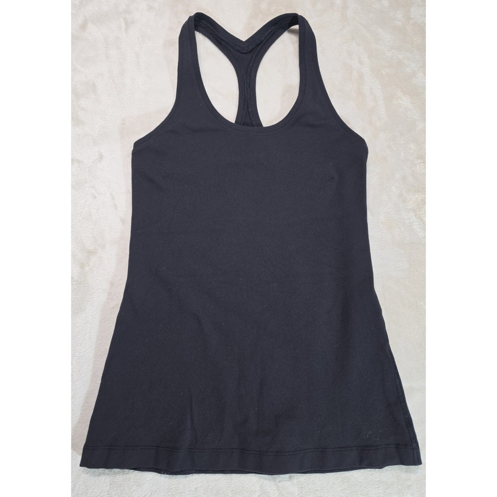 Lululemon Cool Racerback II Tank Top Size 4‎ ? Black Athletic Yoga Workout Women